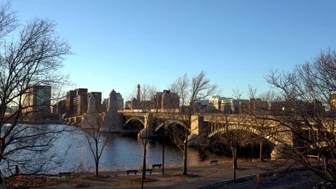 Longfellow Bridge Train Inbound Video stock 100522741
