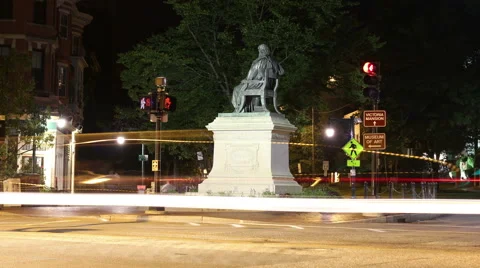 Longfellow Square time lapse at night, MS, Portland Maine - 4K (4096 X 2304) Stock Footage 40614474