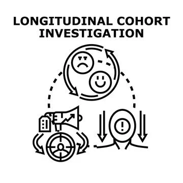 Longitudinal cohort investigation evaluating human behavior over time Stock Illustration