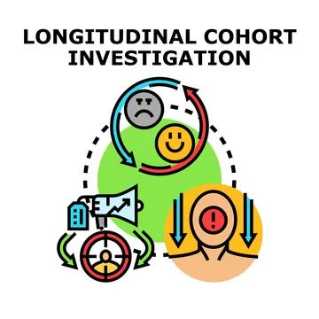 Longitudinal cohort investigation evaluating human behavior over time Stock Illustration