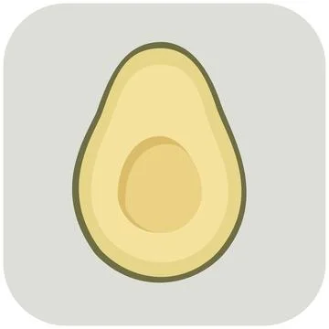 Longitudinal cut avocado fruit flat sign icon Stock Illustration