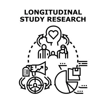 Longitudinal study evaluating research data over time Stock Illustration
