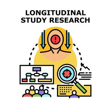Longitudinal study research concept for scientific investigation Stock Illustration