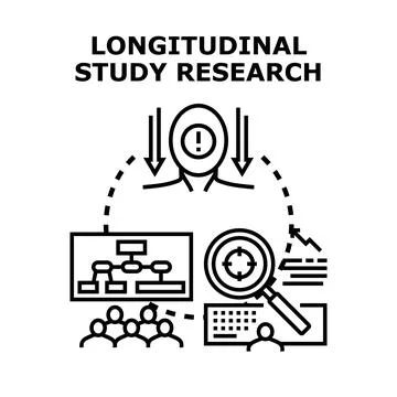 Longitudinal study research concept for scientific investigation Stock Illustration