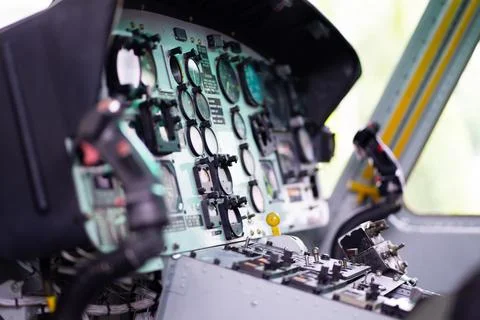 Longitudinal view of the control panel in the electronics lab Stock Photos