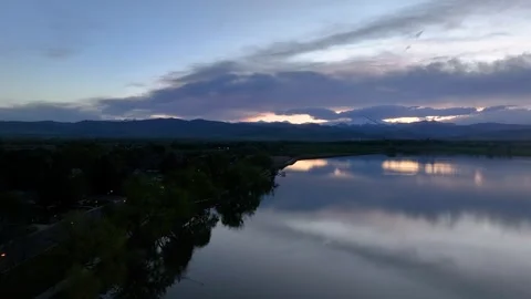 Longs Peak Sunset 15 | McIntosh Lake | Longmont | Colorado | 4K Drone Footage 動画素材 289775695