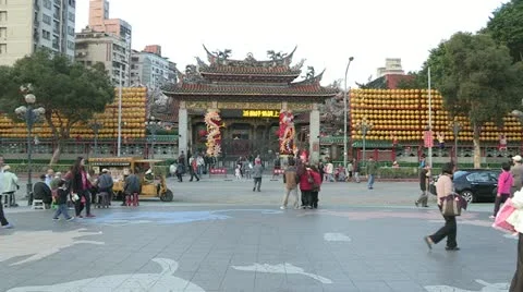 Longshan Temple Taipei Taiwan Stock Footage