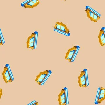 Longship ancient ship isometric icon seamless pattern Stock Illustration