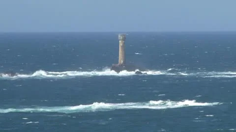 Longships Lighthouse Stock Footage 8952894