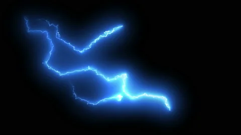 Longshot Thunder lighting strike on black background Stock Footage 168954063
