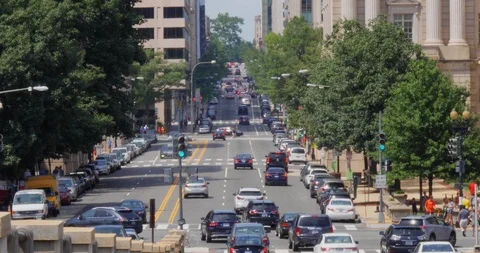 Longshot View of Traffic in Washington DC  	 Stock Footage 112454502