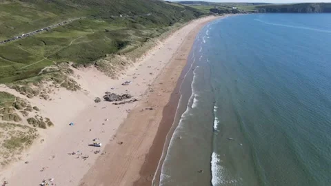 Longshot of Woolacombe beach Stock Footage 147695926