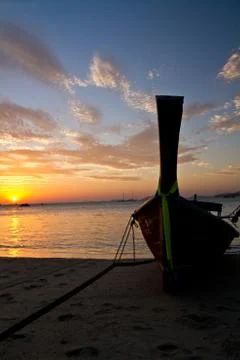 Longtail boat on the beach Stock Photos