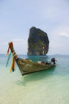 Longtailboat at the beach Stock Photos