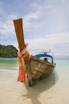 Longtailboat at the beach Stock Photos