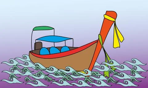 Longtale boat Stock Illustration