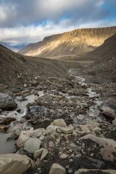 Longyear river in Svalbard Stock Photos