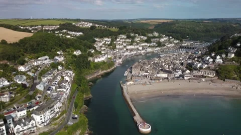 Looe, Cornwall 4K Drone Footage Stock Footage 172616023
