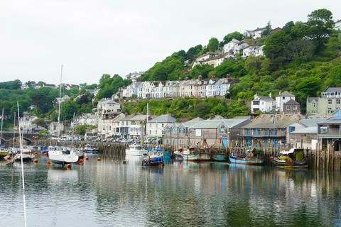 Looe Harbor Boats Foto stock