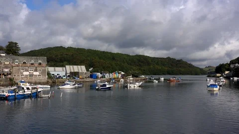 Looe harbour in Cornwall pretty village in south of England UK 4K Stock Footage 115117844