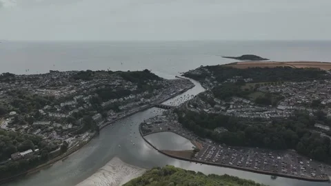 LOOE over River Looe from a drone, Cornwall, England Stock Footage 341637028