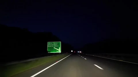 Looe Town to Bristol City Highways Car Travel in the Night Stock Footage 316792467