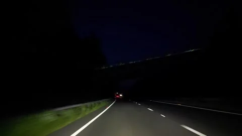 Looe Town to Bristol City Highways Car Travel in the Night Stock Footage 316793356