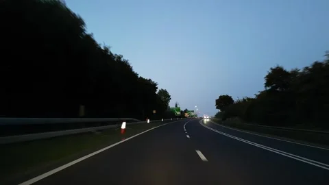 Looe Town to Bristol City Highways Car Travel in the Night Stock Footage 316794534