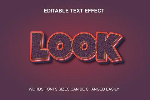 Look 3d editable text effect Stock Illustration