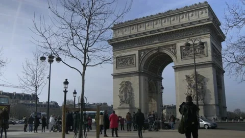 A Look At The Arc De Triomphe In Paris, France Stock Footage 158599501