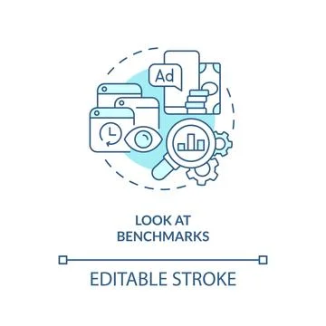Look at benchmarks turquoise concept icon Stock Illustration