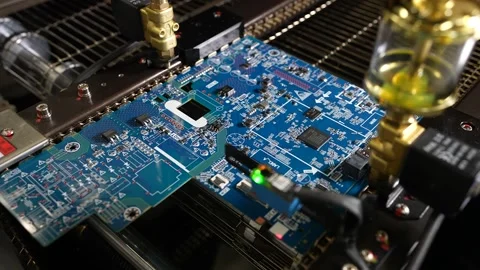 The look of the big circuit board on the table used for the electronic devices Stock Footage 258641475