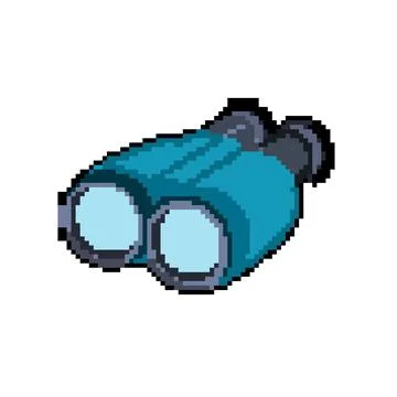 Look binoculars pixel art vector illustration Stock Illustration