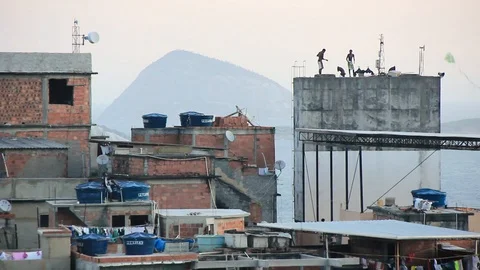 Look of the Cantagalo slum in Rio de Janeiro Stock Footage