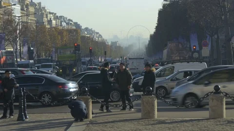 A Look At Champs Elysees From The Arc De Triomphe In Paris, France Stock Footage 158599668