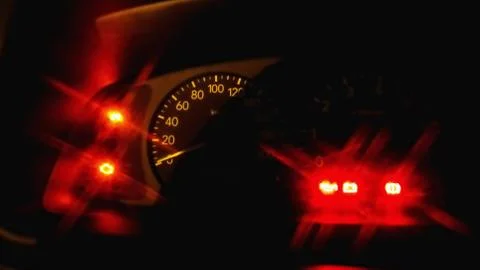 Look at the cockpit and the speedometer inside a car Foto stock