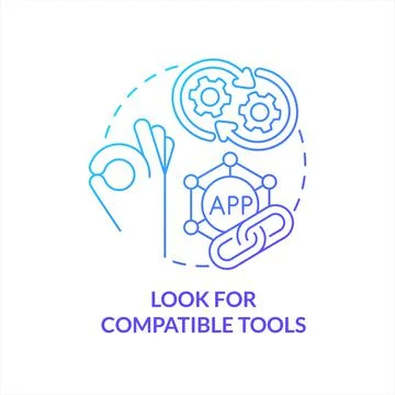 Look for compatible tools blue gradient concept icon Stockillustratie