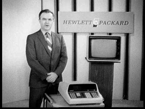 A look at the computing calculator of 1970, the printer, keys, and logarithmic Stock Footage 75288085