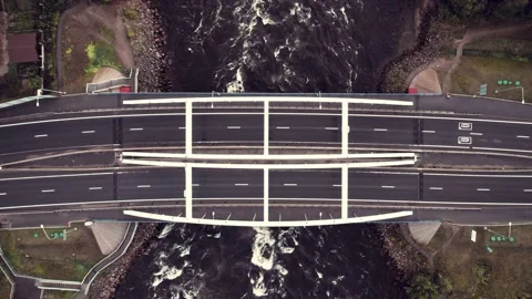 Look down ascending flight above a bridge Stock Footage 219563411