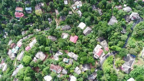 Look Down Birds Eye View Flying Over A Tropical Village, 4k Aerial Stock Footage 96775098