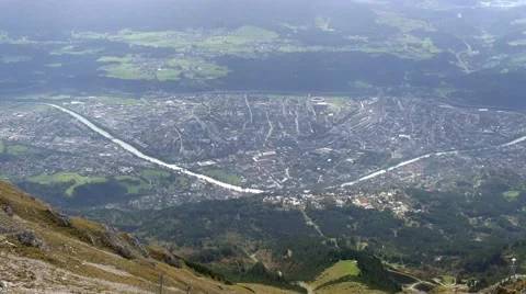 Look down to Innsbruck city from mountain top Stock Footage 43813341