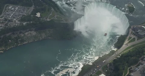 Look down to Niagara falls from Helicopter's window Stock Footage 123274010
