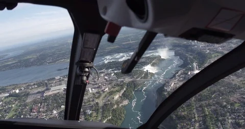 Look down to Niagara falls from Helicopter's window Stock Footage 123295909