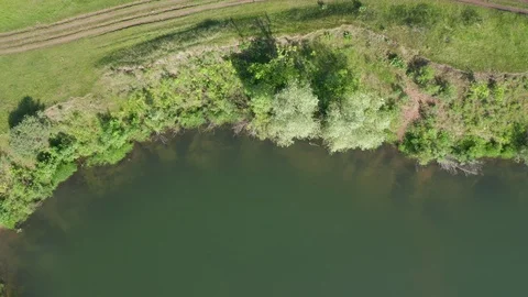 The look-down shot over the lake. Stock Footage 113651879