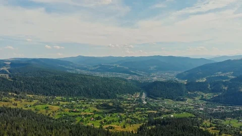 Look down View in colorful mountains village Background. Stock Footage 119760447