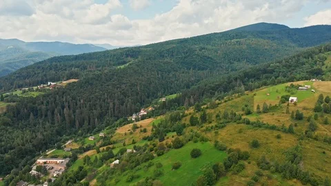 Look down View in colorful mountains village Background. Stock Footage 120276741