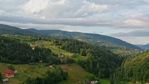 Look down View in colorful mountains village Background. Stock Footage 121311834