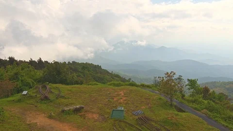 Look to far mountains at Doi Inthanon national park in Thailand. Stock Footage 126286466