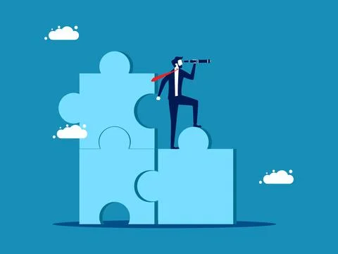 Look for a final solution to the problem. Businessman searching for the las.. Illustrazione stock