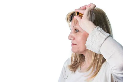 Look focused to a distant spot Stock Photos
